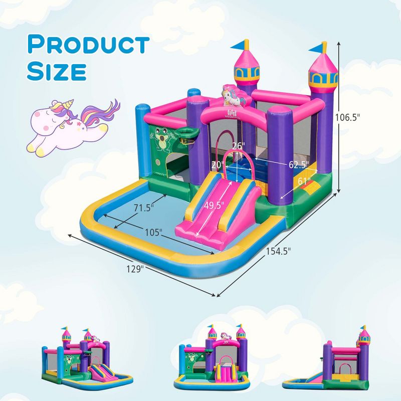 Costway 6-in-1 Kids Inflatable Bounce House with Slide Jumping Area Ball Pit Pools Castle, 3 of 11