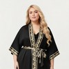 Anna-Kaci Lounge Women's Plus Size Long Robe with Decorative Trim Detailing and Soft Flowing Fabric - 4 of 4