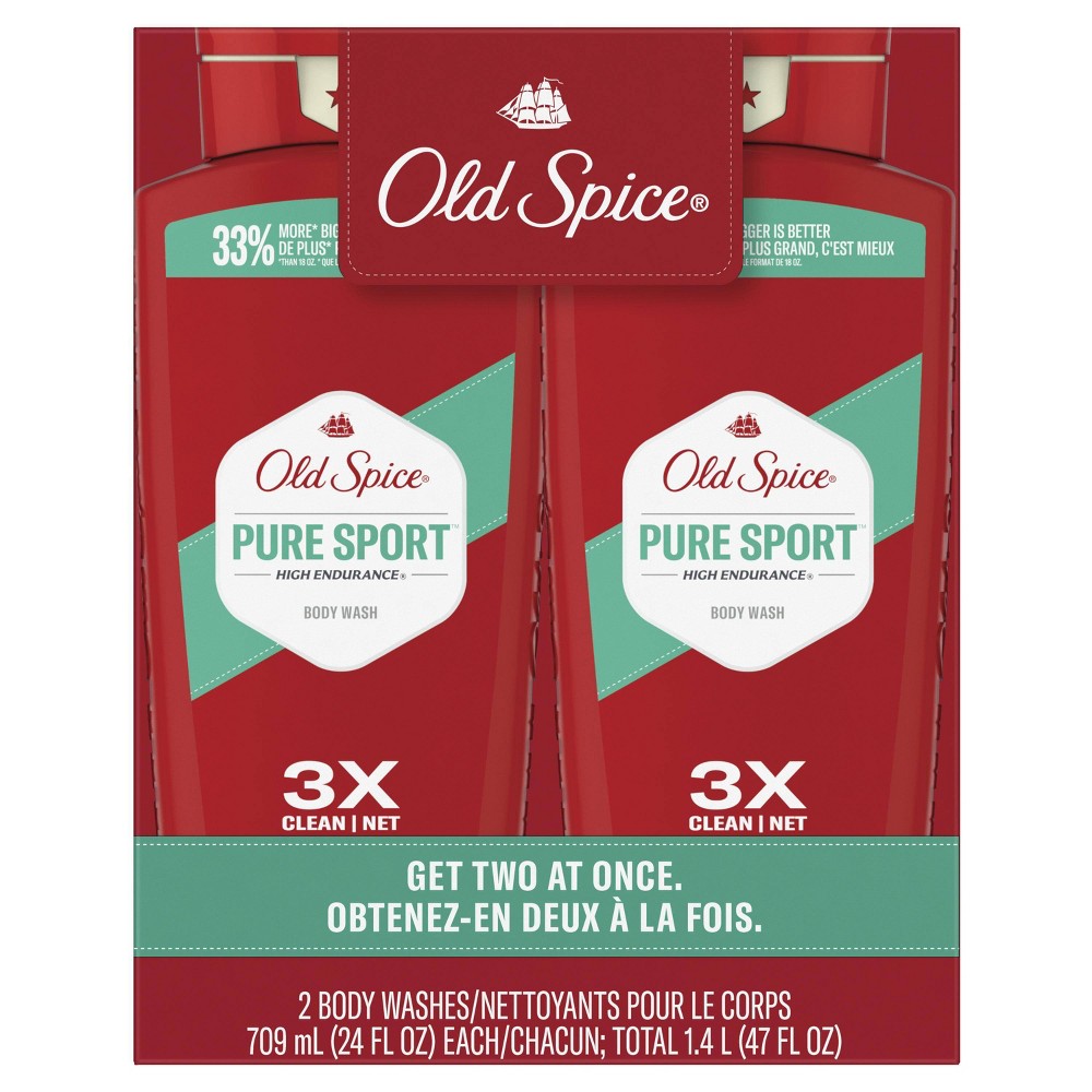 Old Spice High Endurance Body Wash for Men  Pure Sport Scent  24 fl oz  Twin Pack