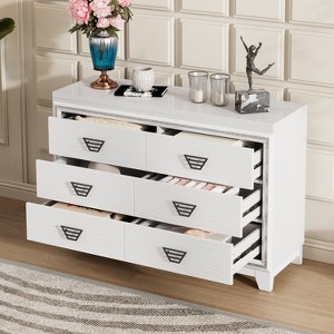 Vynxaria Elegant Dresser - White Storage Cabinet with 6 Drawers, Metal Handle and Sparkling Decoration for Bedroom and Living Room - 1 of 4
