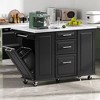 50.7" Kitchen Island with Tilt Trash Can & Pull-Out Organizer, Rolling Cart with Drop Leaf, 2 Drawers & 5 Wheels - ModernLuxe - 3 of 4