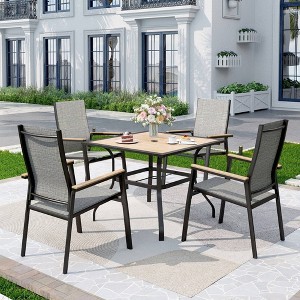 5pc Patio Set with Square Steel Table & Lightweight Aluminum Frame Sling Chairs - Captiva Designs - 1 of 4