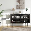 Angel Sar 55" Modern Buffet Cabinet with Curved Design - Storage Sideboard with Sliding Doors & Adjustable Shelves for Living Room, Black - 4 of 4