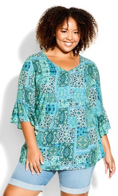 Women's Plus Size Joanna Pintuck Tunic - Aqua