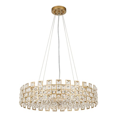 LLHZSY Modern 8-Light Crystal Chandelier 22 4/5" Drum Island Pendant Ceiling Fixtures-Chrome/Gold