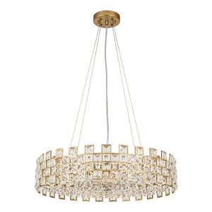 LLHZSY Modern 8-Light Crystal Chandelier 22 4/5" Drum Island Pendant Ceiling Fixtures-Chrome/Gold - 1 of 4