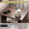 CIPACHO Brown Wooden Night Stand with Charger Station USB-C AC Ports 2 Drawers Open Storage - 4 of 4