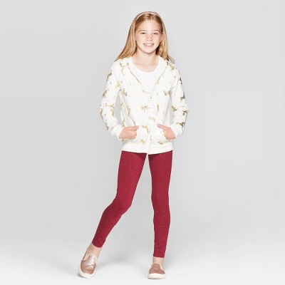 Red Sparkle Youth Leggings/Tights