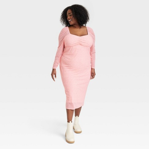 Women's Balloon Long Sleeve Midi A-line Dress - Universal Thread™ Pink Xs :  Target