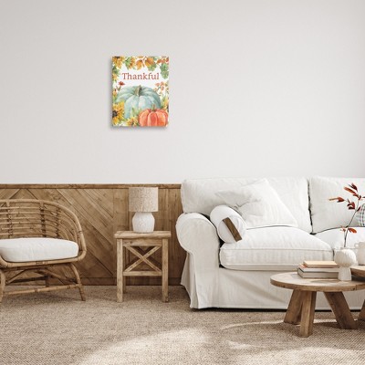 Thankful Fall Harvest Canvas Wall Art with Pumpkins