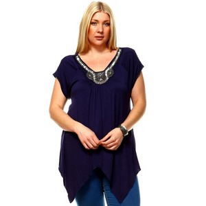 Women's Plus Size Embellished V-Neck Fenella Tunic Top - White Mark - 1 of 3