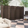 Tangkula 8-Panel Room Divider, 6 FT Tall Folding Privacy Screen w/ Hand-woven Friendly Plant Fibers & Solid Wood Frame Brown/Black - 3 of 4