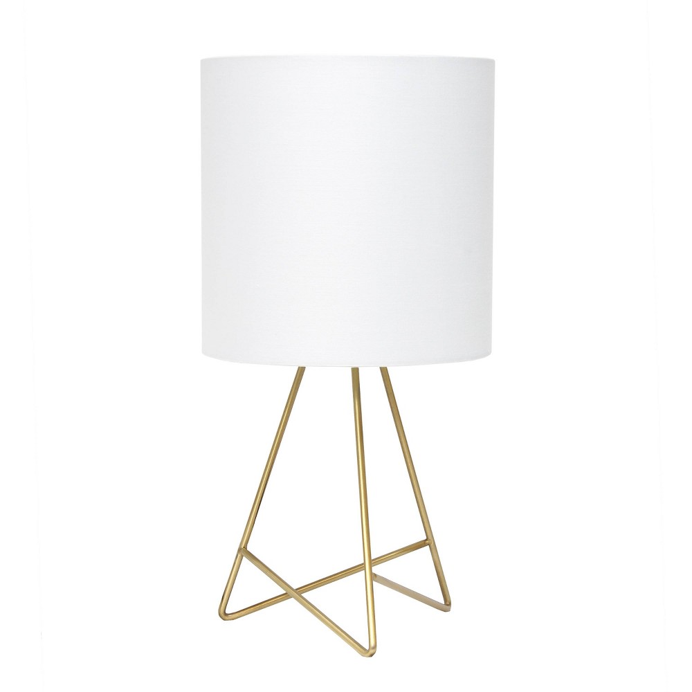 Photos - Floodlight / Garden Lamps Down To The Wire Table Lamp with Fabric Shade Gold - Simple Designs