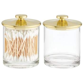 mDesign Round Storage Apothecary Canister for Bathroom, 2 Pack