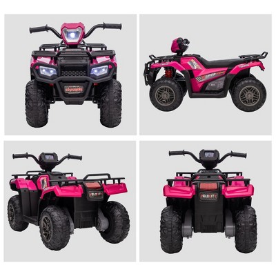 Pink 12V Kids Electric Quad with Wear-Resistant Tread