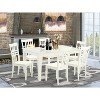 HomeStock 7-Piece Rectangle Linen White Finish Solid Wood Top Dining Table with 6 Chairs - 2 of 4