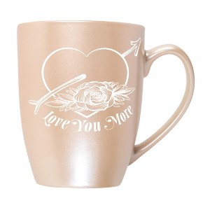 Elanze Designs Romantic Floral Valentines Coffee Cup Mug 10 Ounce Ceramic With Shimmery Metallic Finish Love You More Arrow Heart and Rose Precious - 1 of 4