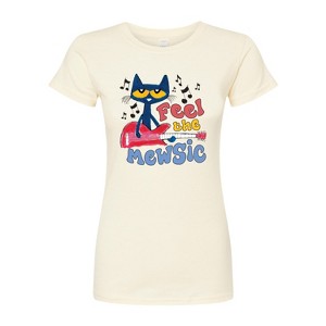 Women's Pete the Cat Feel The Mewsic Fitted Graphic T-Shirt - Natural - Medium - 1 of 3