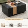 35"W  Coffee Table Center Table Cocktail Table with 2 Storage Drawers, Faux Marble and Walnut Wood Grain Finish-ModernLuxe - 3 of 4