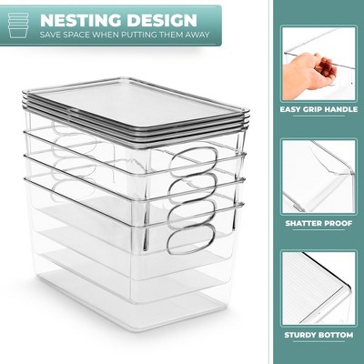 Clear Stackable Plastic Storage Bins with Lids, Set of 8