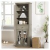66.5" Farmhouse Pantry Cabinet with Glass Doors - Tall 5-Shelf Storage Organizer with Drawer for Kitchen, Entryway & Living Room (Grey) - 2 of 4