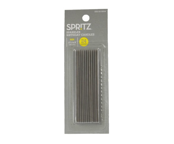 24ct Sparkler Birthday Candle Gray - Spritz&#153;