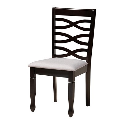 Mila Retro Grey Fabric and Dark Brown Wood 5-Piece Dining Set