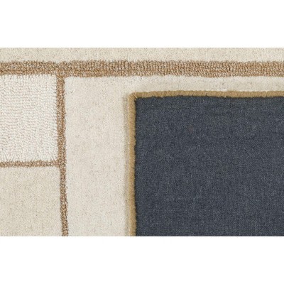 Handmade Tufted Wool Rug in Neutral Geometric Pattern, 6' x 9'