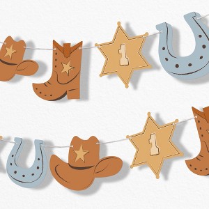 Big Dot of Happiness My First Rodeo Garland Banner Little Cowboy 1st Birthday Party Backdrop 30 Feet of Cord 15 Double Sided Paper Western Shapes - 1 of 4