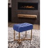 BirdRock Home Rectangular Tufted Blue Foot Stool Ottoman with Pale Gold Legs - 3 of 3
