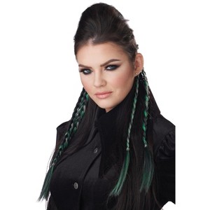 California Costumes Clip-In Braids (Green/Grey) - 1 of 2