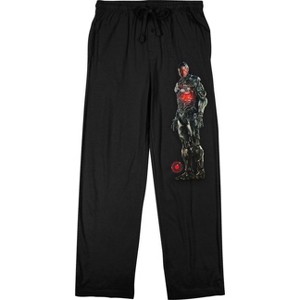 Justice League Movie Cyborg and Logo Men's Black Sleep Pajama Pants - 1 of 3