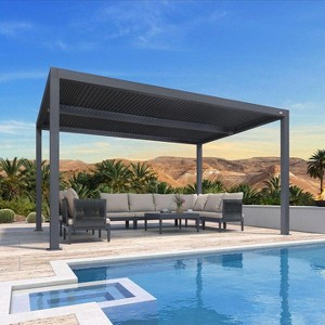 PURPLE LEAF Louvered Pergola Outdoor Aluminum Pergola with Adjustable Roof for Deck Backyard Garden Grey Hardtop Gazebo - 1 of 4