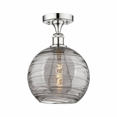 Athens Deco Swirl - 1 Light Semi-Flush Mount In Industrial Style-11.75 Inches Tall and 10 Inches Wide
