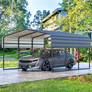Erommy Carport with Galvanized Steel Roof, Multi-Use Shelter, Sturdy Metal Carport for Cars, Boats, and Tractors - 1 of 3