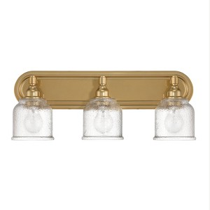 Robert Stevenson Lighting Clara Vintage Metal and Distressed Antique Glass 3-Light Vanity Light Brushed Gold: ETL Listed, Steel Body, Wall Mounted - 1 of 4