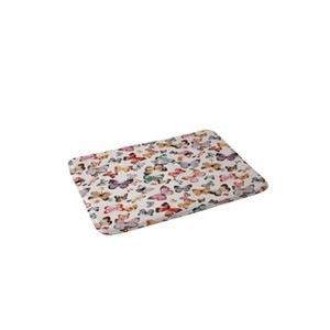 Ninola Design Butterflies Wings Countryside Bath Rug White - Deny Designs: Machine Washable, Non-Slip, Microfiber Bath Mat - 1 of 3