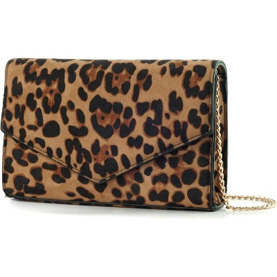 Leopard Print Envelope Evening Clutch Women Chain Shoulder Bag