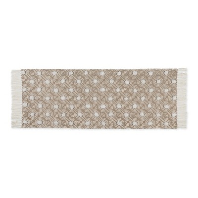 Design Imports Geometric Textured Fringe - Stone - 2 Ft 3 In X 6 Ft