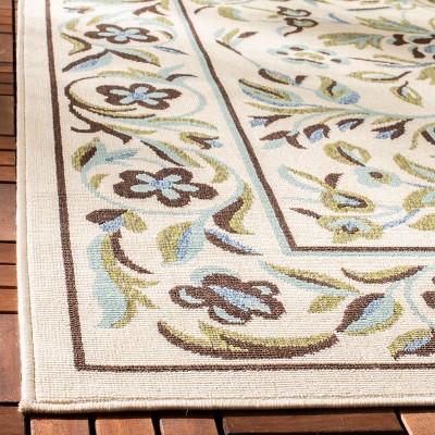 Floral Elegance Cream & Green Reversible Outdoor Rug 5' x 7'