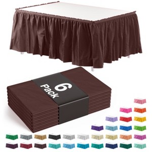 Crown Display 6 pack Disposable Plastic Tableskirts - 29" x 14 Ft ruffled Table Skirt with Adhesive Strip - 6 Count - 1 of 4