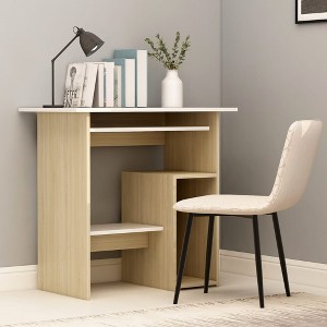vidaXL Desk White and Sonoma Oak 31.5 in.x17.7 in.x29.1 in. Engineered Wood - 1 of 4