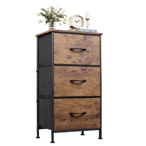 Aoibox 3 Drawer Fabric Storage Dresser with Sturdy Steel Frame Wood Top and Easy Pull Handle for Bedroom Entryway Closet - 1 of 4