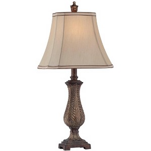 Regency Hill Traditional Table Lamp 25" High Old Oak Antique Petite Vase Beige Rectangular Shade for Living Room Family Bedroom Bedside - 1 of 4