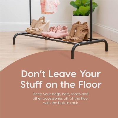 White Metal Garment Rack with Adjustable Hanger and Shelf