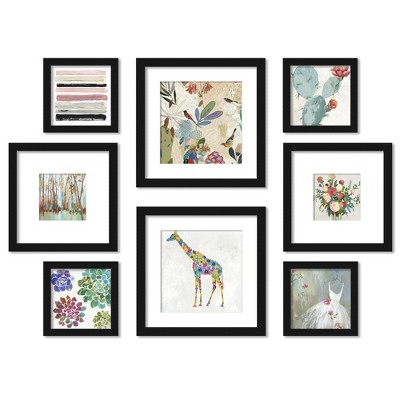 (Set of 8) Americanflat Dreamy Floral Forest Framed Gallery Wall Art Set