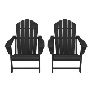 WestinTrends Highland Outdoor Patio HDPE Adirondack Chairs With Cup Holders (Set of 2) - 1 of 4