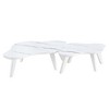 DOMETOUR Modern Minimalist Coffee Table, White Imitation Marble Tabletop Display Coffe Table Simple Center Table for Dining Living Room - 3 of 4