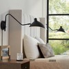 360 Lighting Colborne Modern Swing Arm Wall Lamps Set of 2 Black Plug-in Light Fixture Up Down Metal Shade for Bedroom Bedside Living Room Reading - 2 of 4