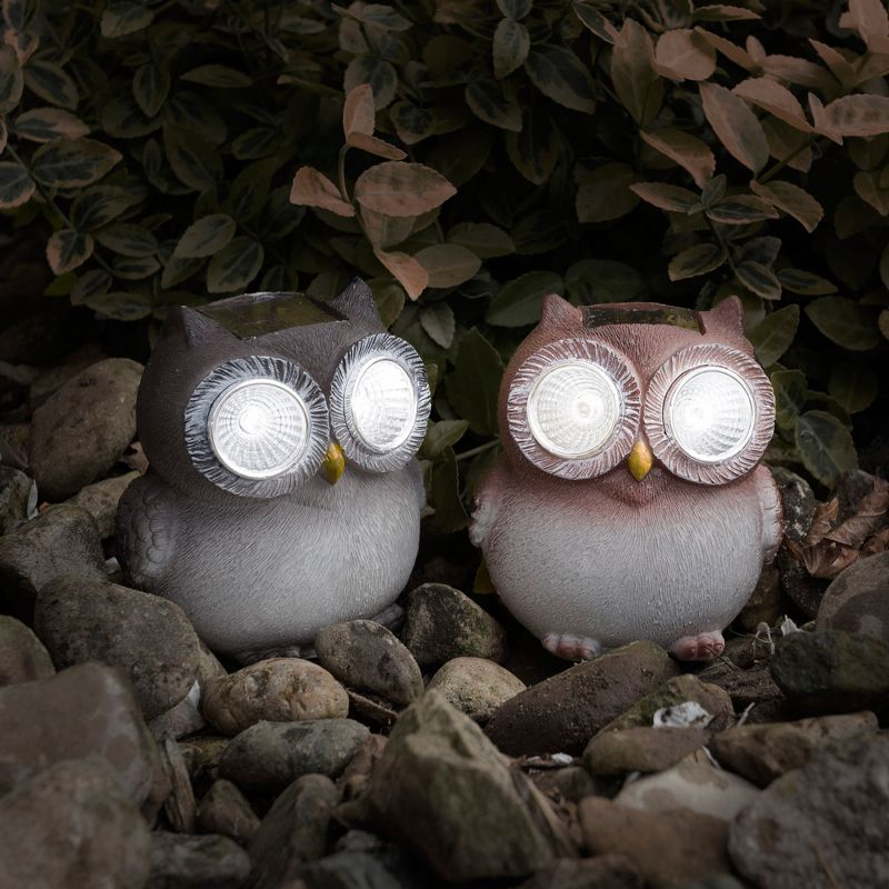 Nature Spring Outdoor Solar LED Light Owl Statues for Yard Decor - Set of 2, 3 of 5